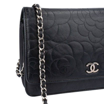 Chanel Lambskin Camellia Wallet On Chain Crossbody Bag