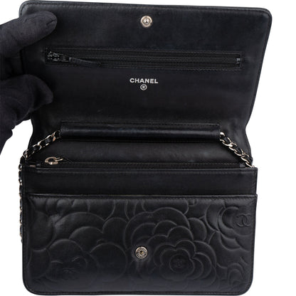 Chanel Lambskin Camellia Wallet On Chain Crossbody Bag