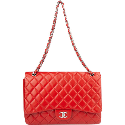 Chanel Quilted Lambskin Palladium Maxi Single Flap Crossbody Bag