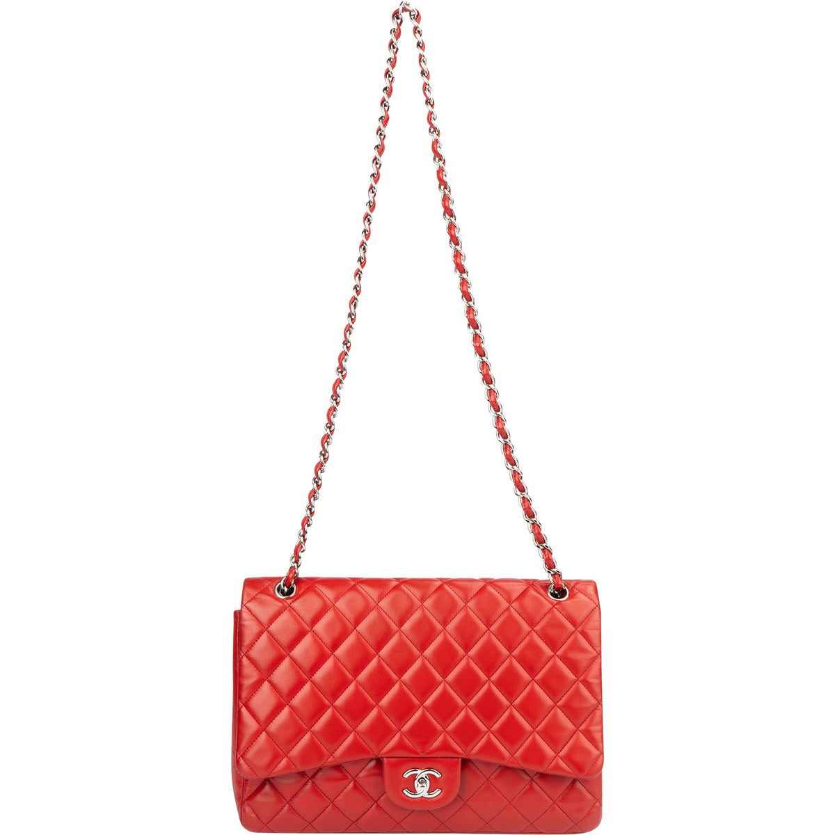 Chanel Quilted Lambskin Palladium Maxi Single Flap Crossbody Bag