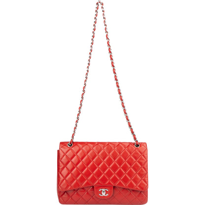 Chanel Quilted Lambskin Palladium Maxi Single Flap Crossbody Bag