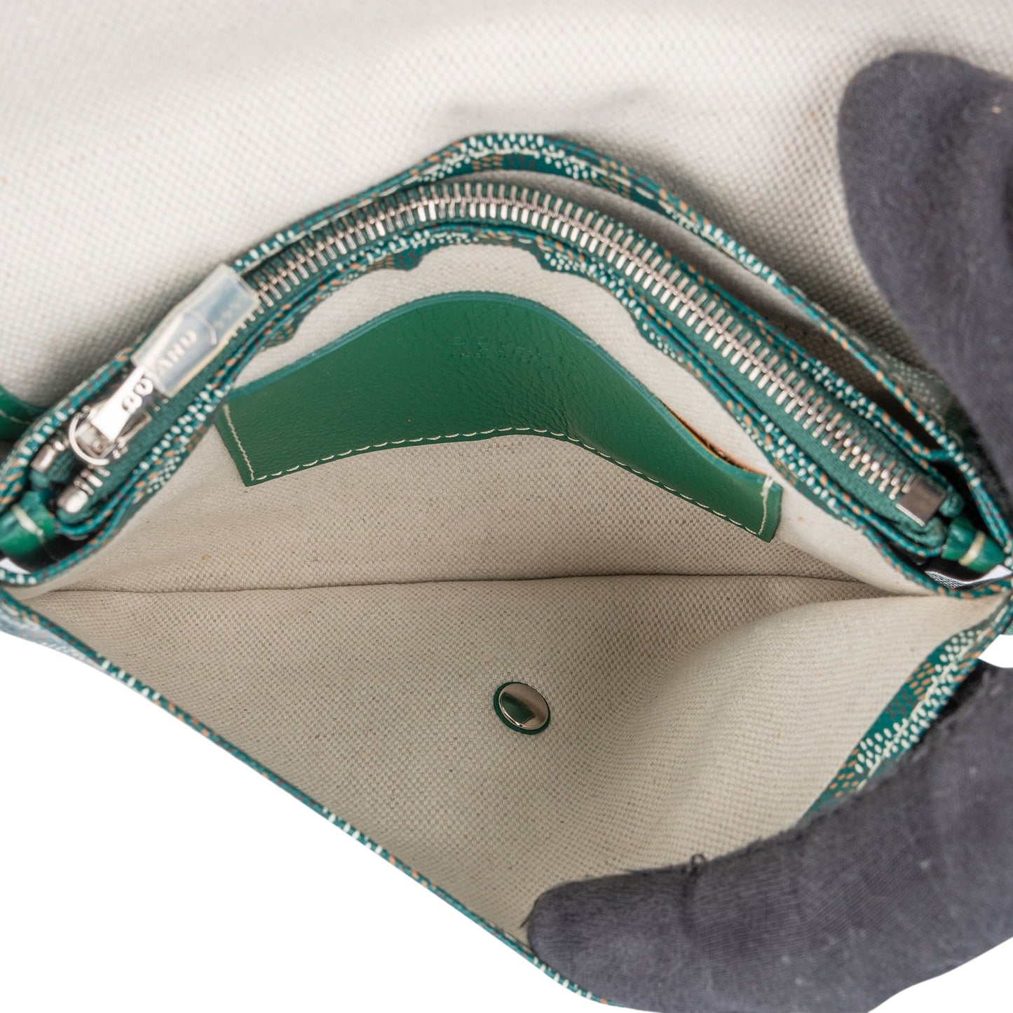 Goyard Green Goyardine Monogram Plumet Plat Crossbody Bag