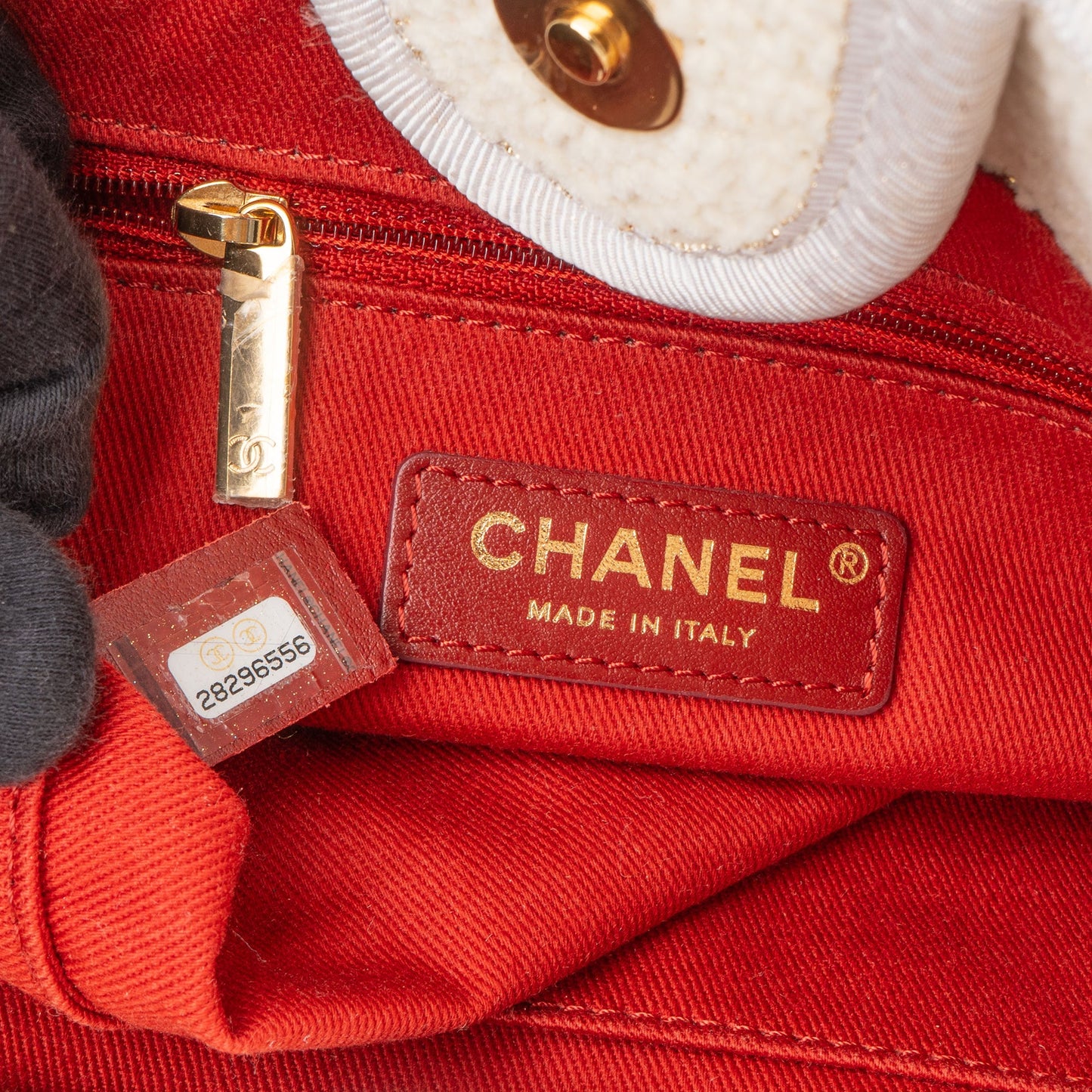 Chanel White Christmas Gold Tone Glitter Deauville Handbag