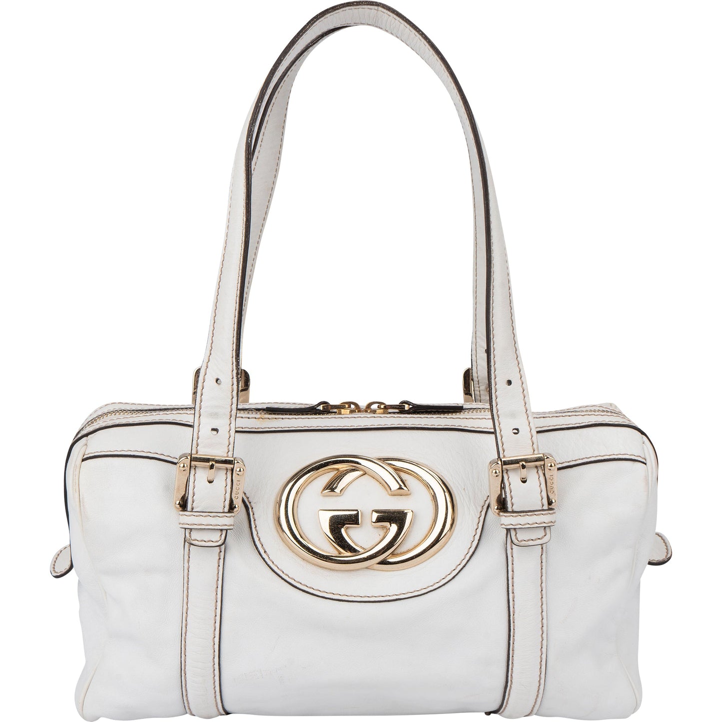 Gucci White Leather GG Handbag
