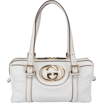 Gucci White Leather GG Handbag