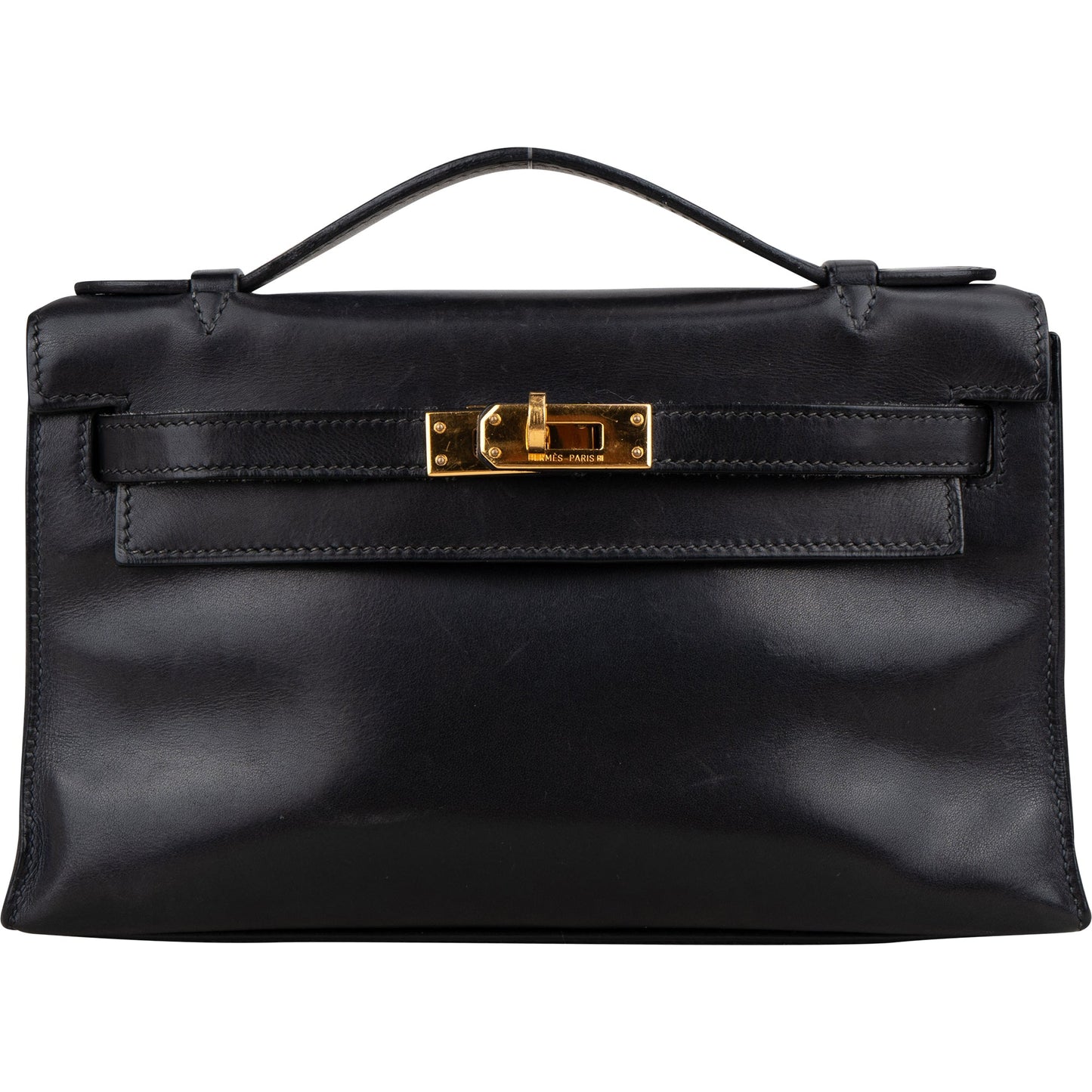 Hermès Noir Swift Leather Kelly Pochette Handbag