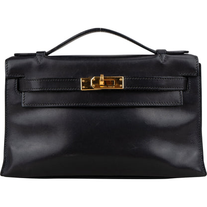 Hermès Noir Swift Leather Kelly Pochette Handbag