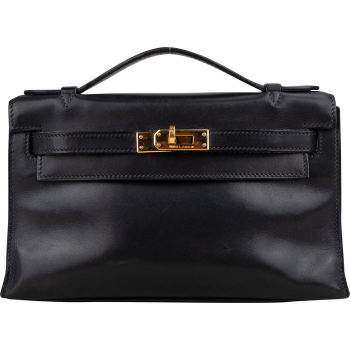 Hermès Noir Swift Leather Kelly Pochette Handbag