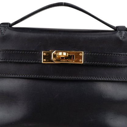 Hermès Noir Swift Leather Kelly Pochette Handbag