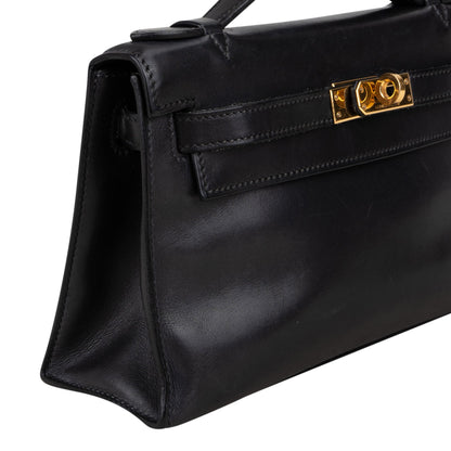 Hermès Noir Swift Leather Kelly Pochette Handbag