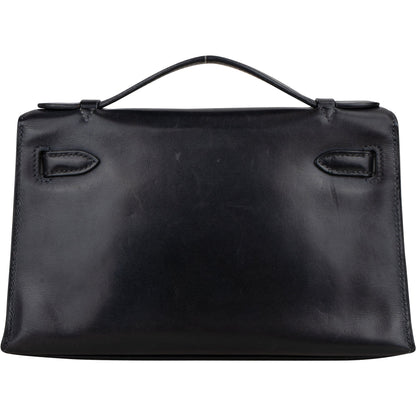 Hermès Noir Swift Leather Kelly Pochette Handbag
