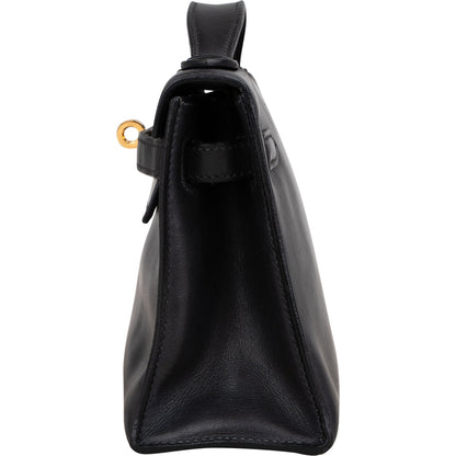 Hermès Noir Swift Leather Kelly Pochette Handbag