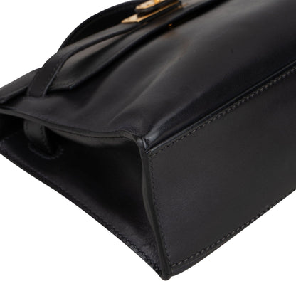 Hermès Noir Swift Leather Kelly Pochette Handbag