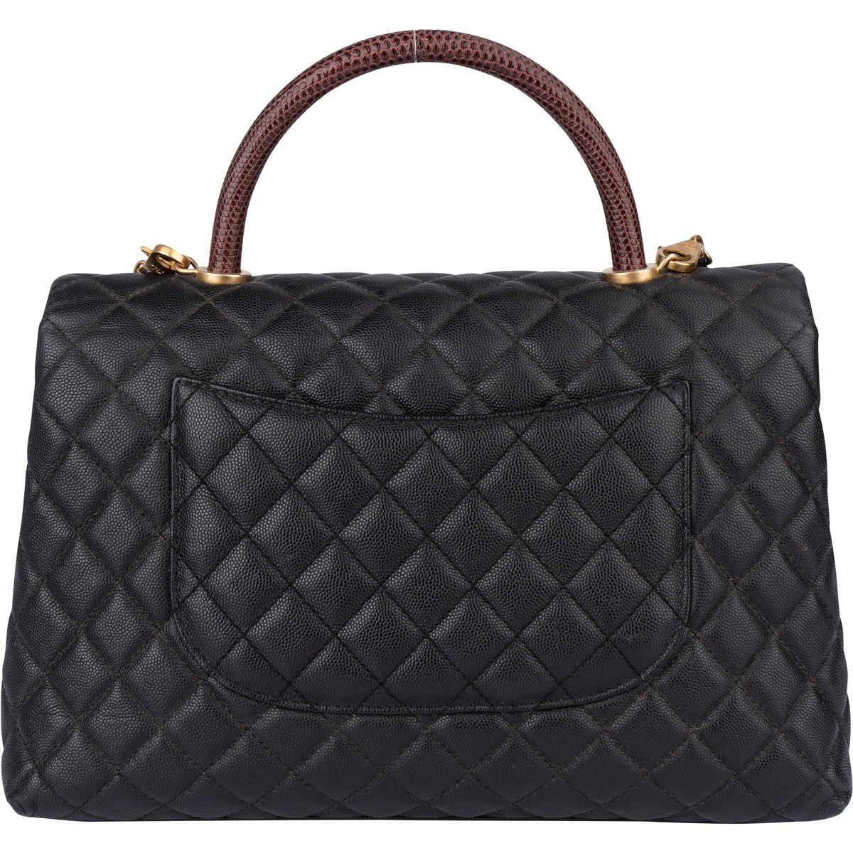 Chanel Lizard Quilted Caviar Leather CC Coco Top Handle Handbag