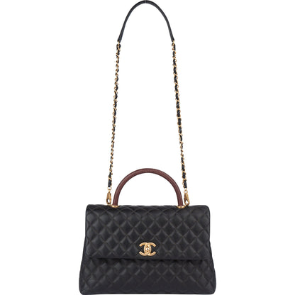 Chanel Lizard Quilted Caviar Leather CC Coco Top Handle Handbag