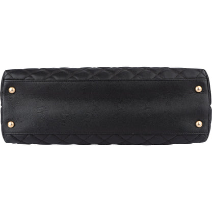 Chanel Lizard Quilted Caviar Leather CC Coco Top Handle Handbag