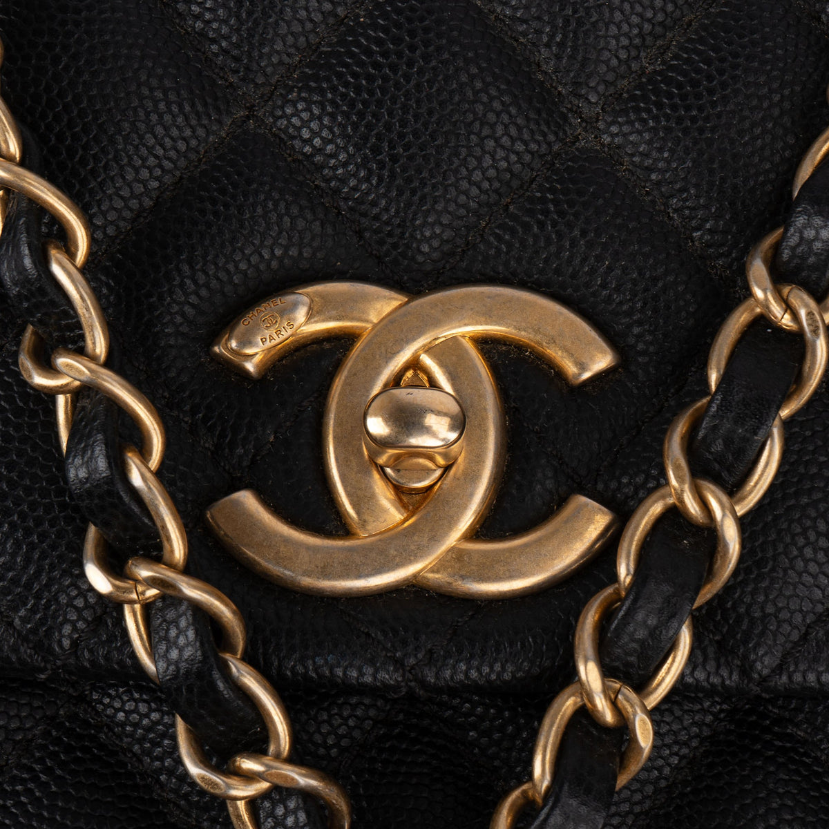 Chanel Lizard Quilted Caviar Leather CC Coco Top Handle Handbag