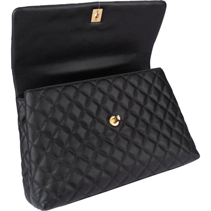Chanel Lizard Quilted Caviar Leather CC Coco Top Handle Handbag