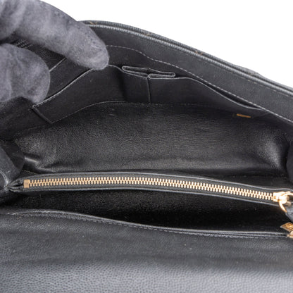 Chanel Lizard Quilted Caviar Leather CC Coco Top Handle Handbag