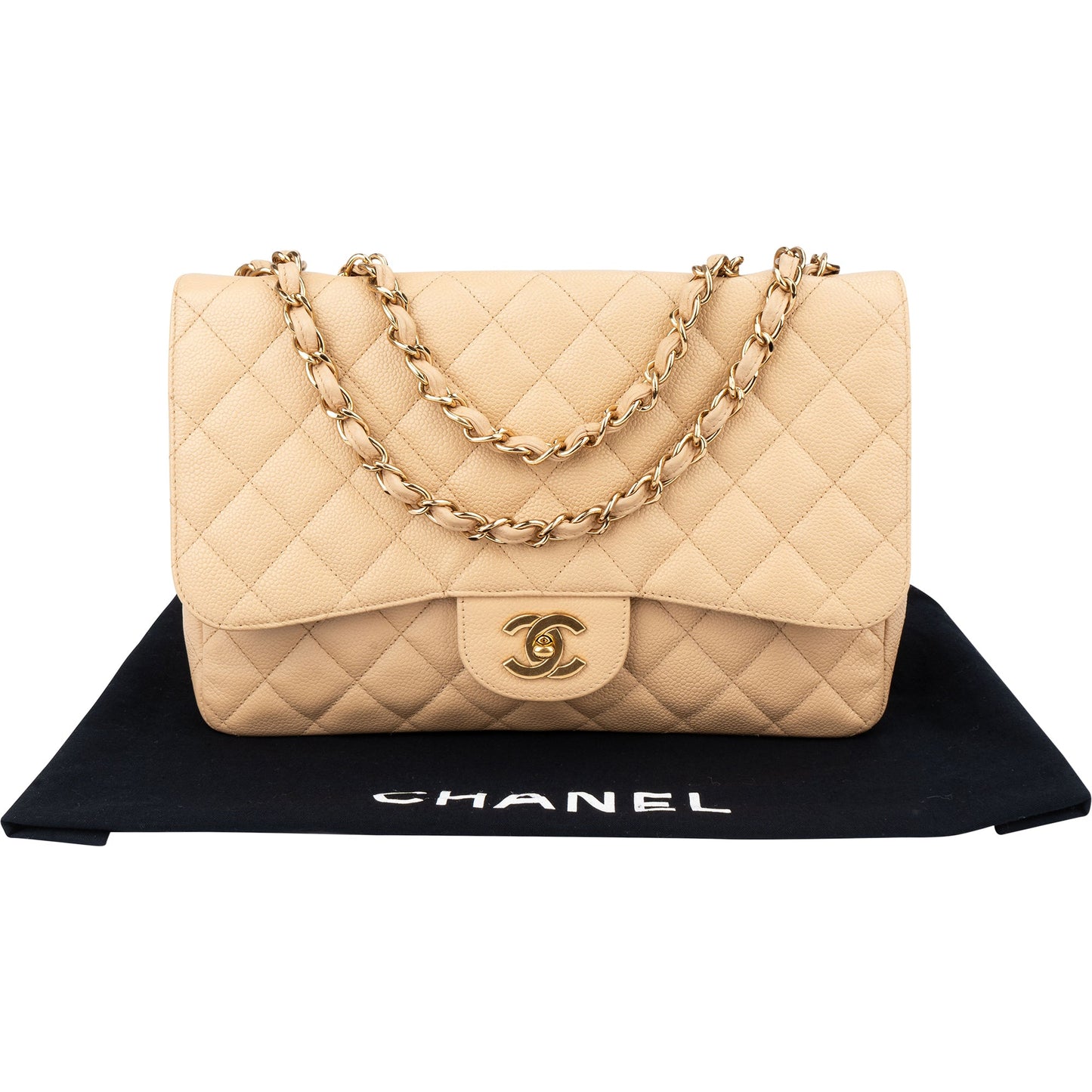 Chanel Quilted Caviar Leather Jumbo Single Flap Crossbody Bag