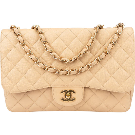 Chanel Quilted Caviar Leather Jumbo Single Flap Crossbody Bag