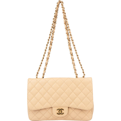 Chanel Quilted Caviar Leather Jumbo Single Flap Crossbody Bag