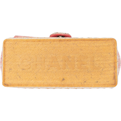 Chanel Quilted Tweed Palladium Espadrille Single Flap Crossbody Bag