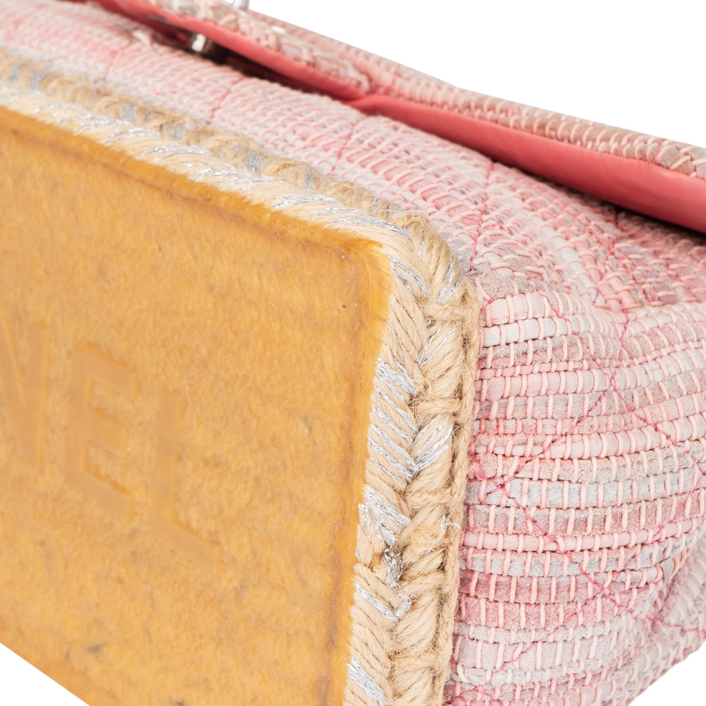 Chanel Quilted Tweed Palladium Espadrille Single Flap Crossbody Bag