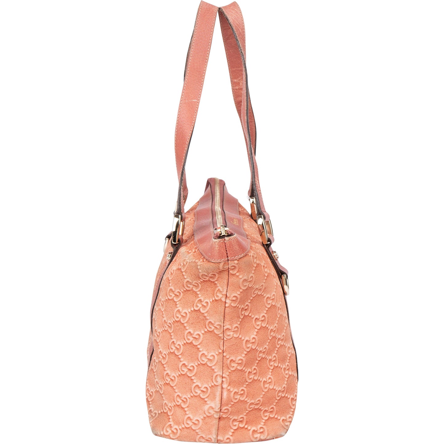 Gucci Pink Suede Monogram Abbey Handbag