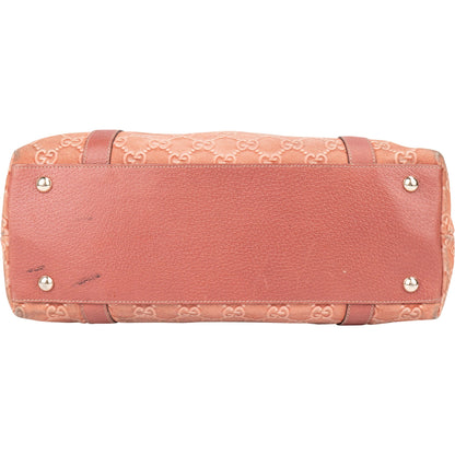Gucci Pink Suede Monogram Abbey Handbag