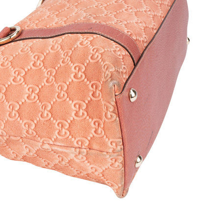 Gucci Pink Suede Monogram Abbey Handbag