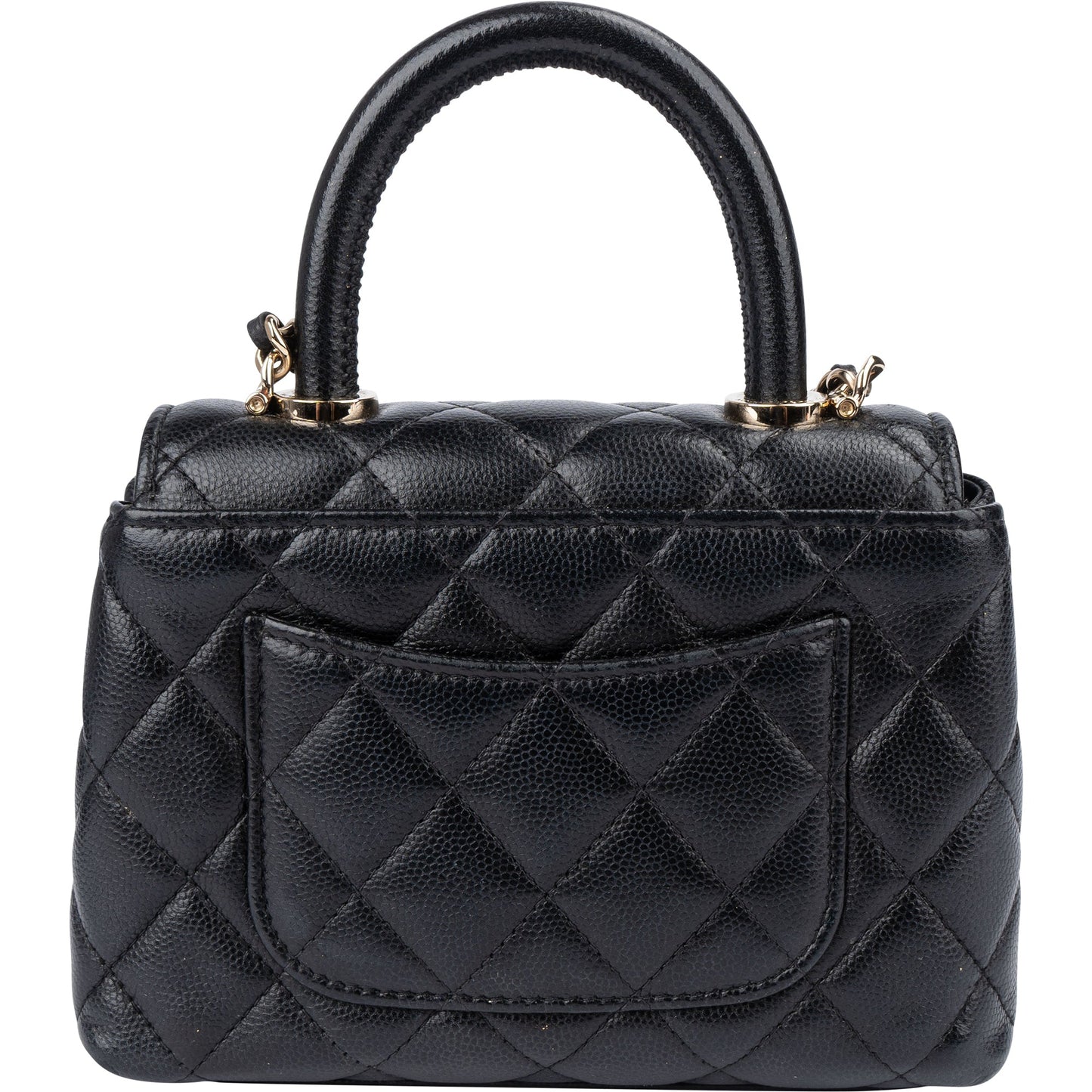 Chanel Quilted Caviar Leather Coco Top Handle Single Flap Handbag