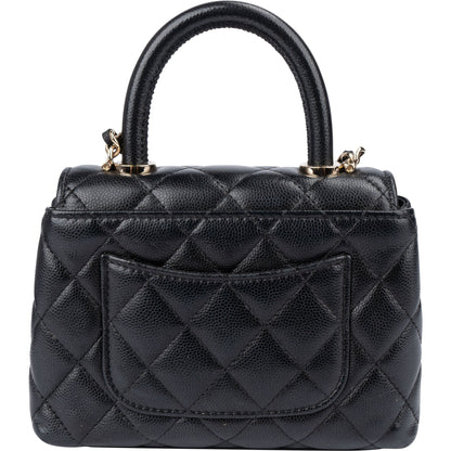 Chanel Quilted Caviar Leather Coco Top Handle Single Flap Handbag