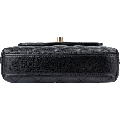 Chanel Quilted Caviar Leather Coco Top Handle Single Flap Handbag