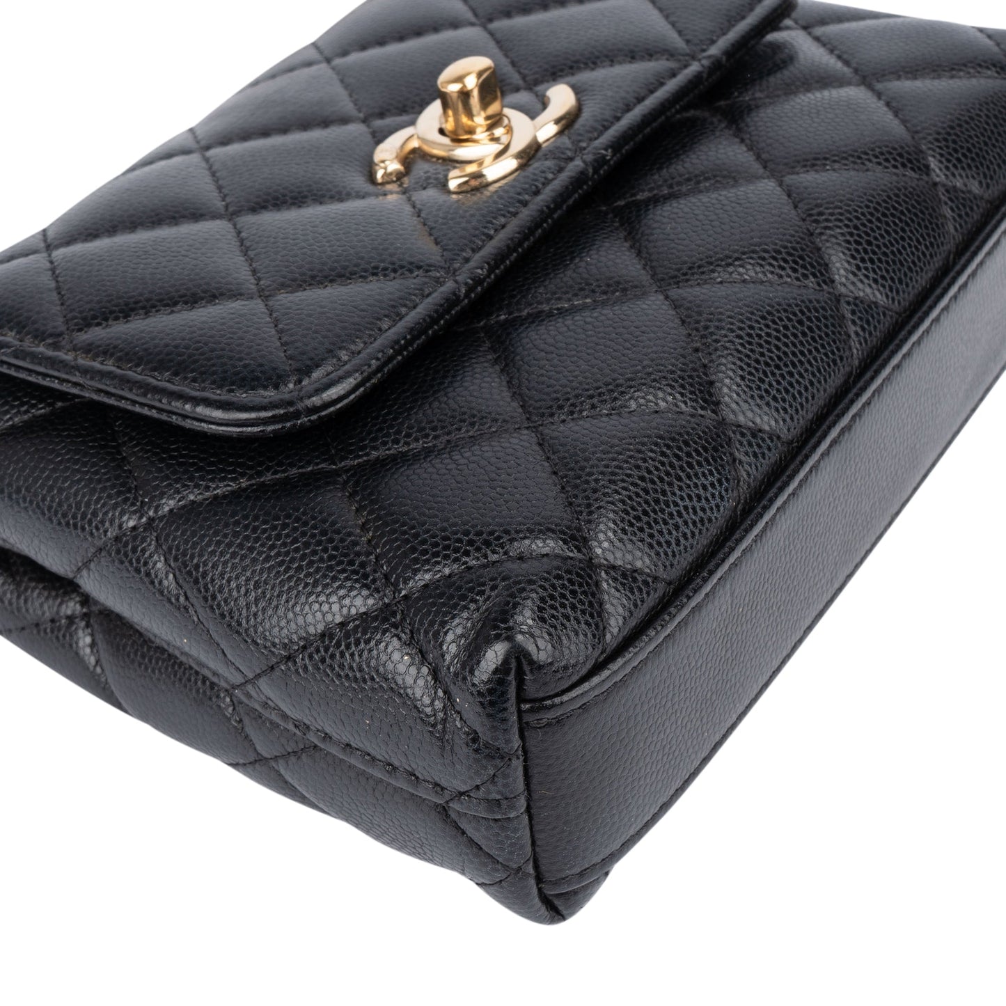 Chanel Quilted Caviar Leather Coco Top Handle Single Flap Handbag