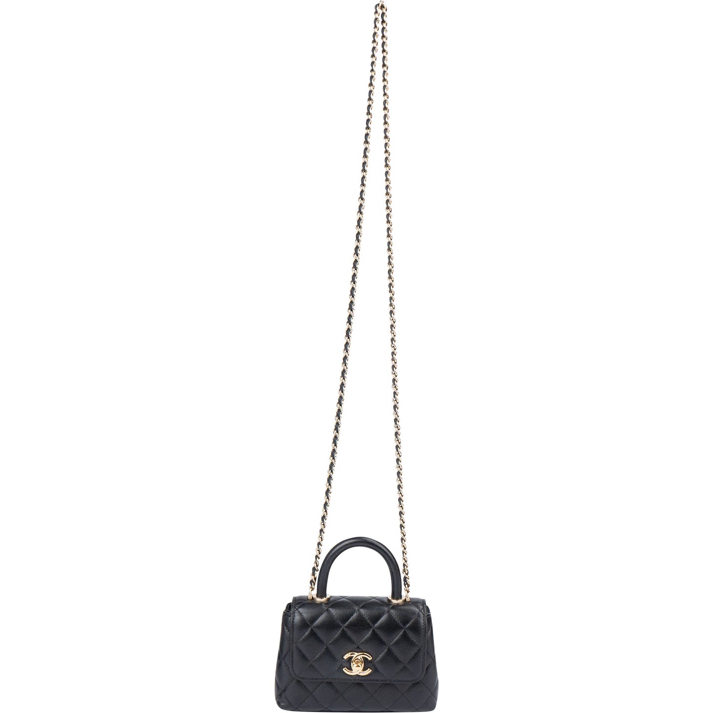 Chanel Quilted Caviar Leather Coco Top Handle Single Flap Handbag
