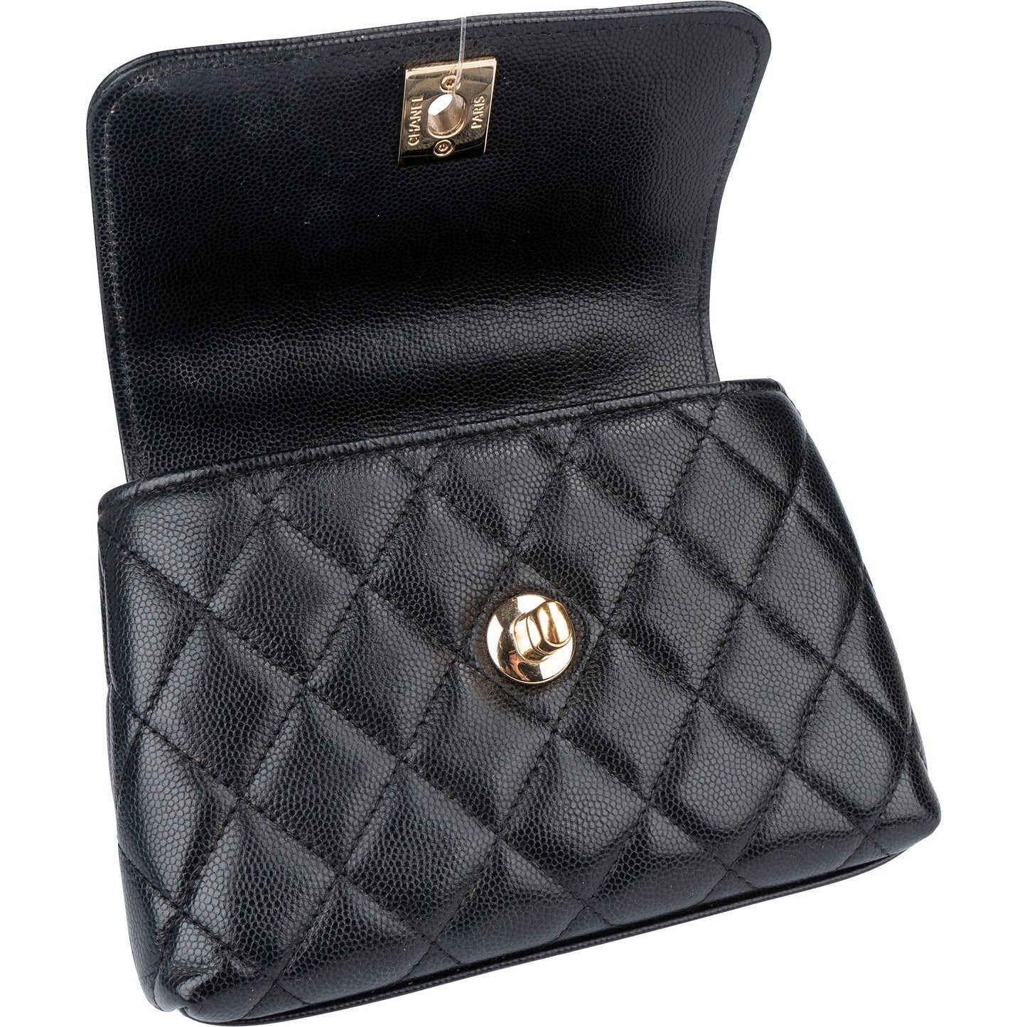 Chanel Quilted Caviar Leather Coco Top Handle Single Flap Handbag