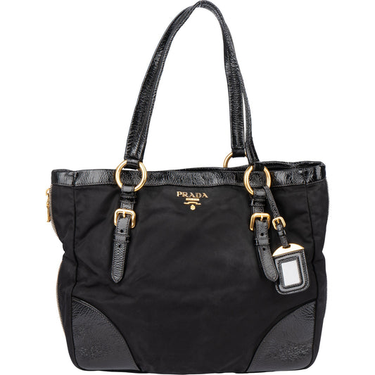 Prada Black Nylon Zipper Handbag