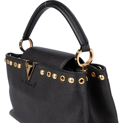 Louis Vuitton Noir Taurillon Pins Capucines PM Handbag