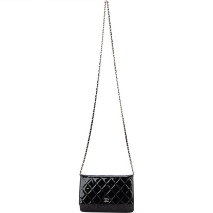 Chanel Quilted Patent Leather Wallet On Chain Crossbody Bag
