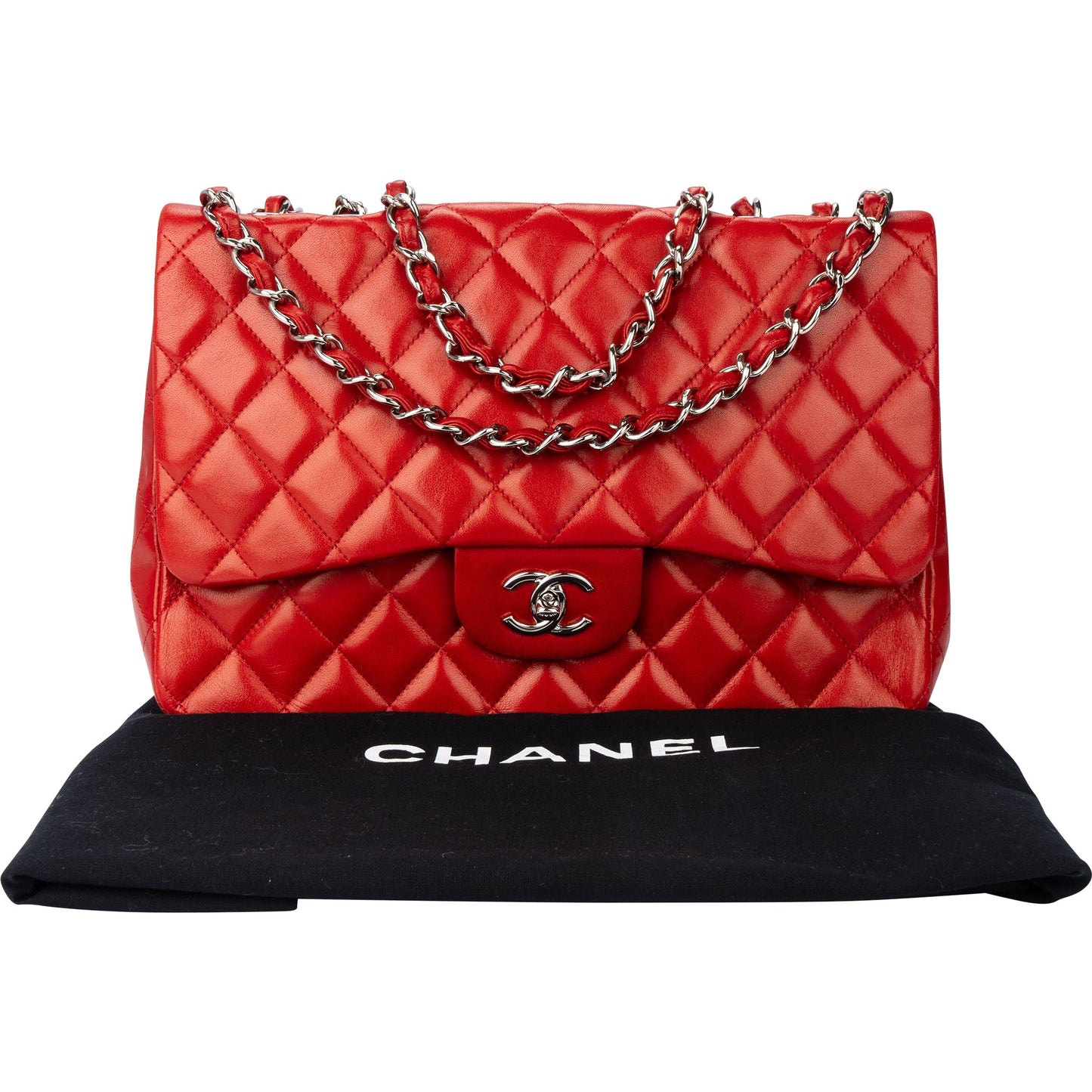 Chanel Quilted Lambskin Palladium Jumbo Single Flap Crossbody Bag