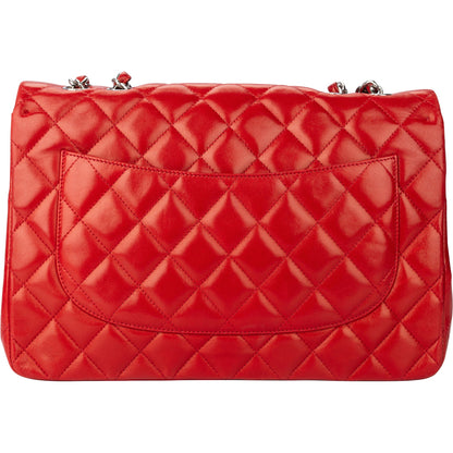 Chanel Quilted Lambskin Palladium Jumbo Single Flap Crossbody Bag