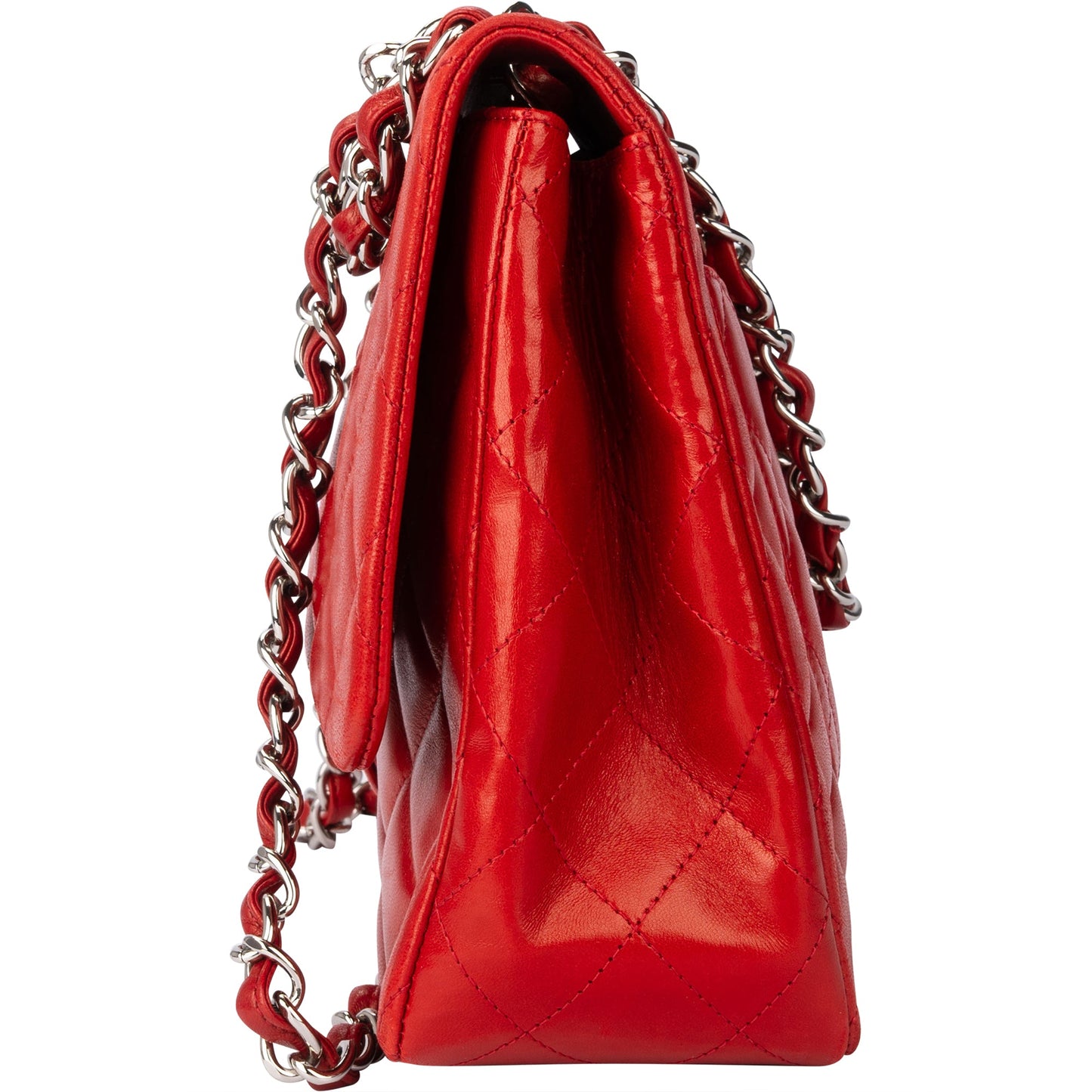 Chanel Quilted Lambskin Palladium Jumbo Single Flap Crossbody Bag
