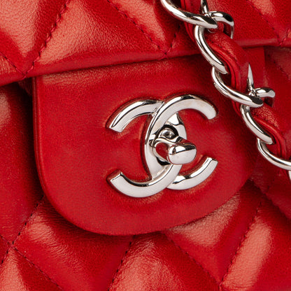 Chanel Quilted Lambskin Palladium Jumbo Single Flap Crossbody Bag