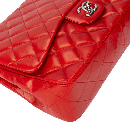 Chanel Quilted Lambskin Palladium Jumbo Single Flap Crossbody Bag