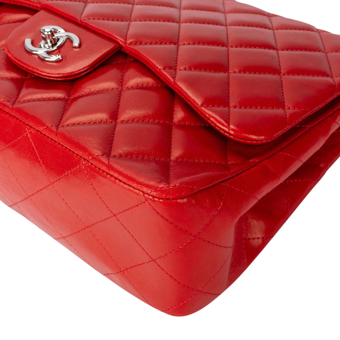 Chanel Quilted Lambskin Palladium Jumbo Single Flap Crossbody Bag