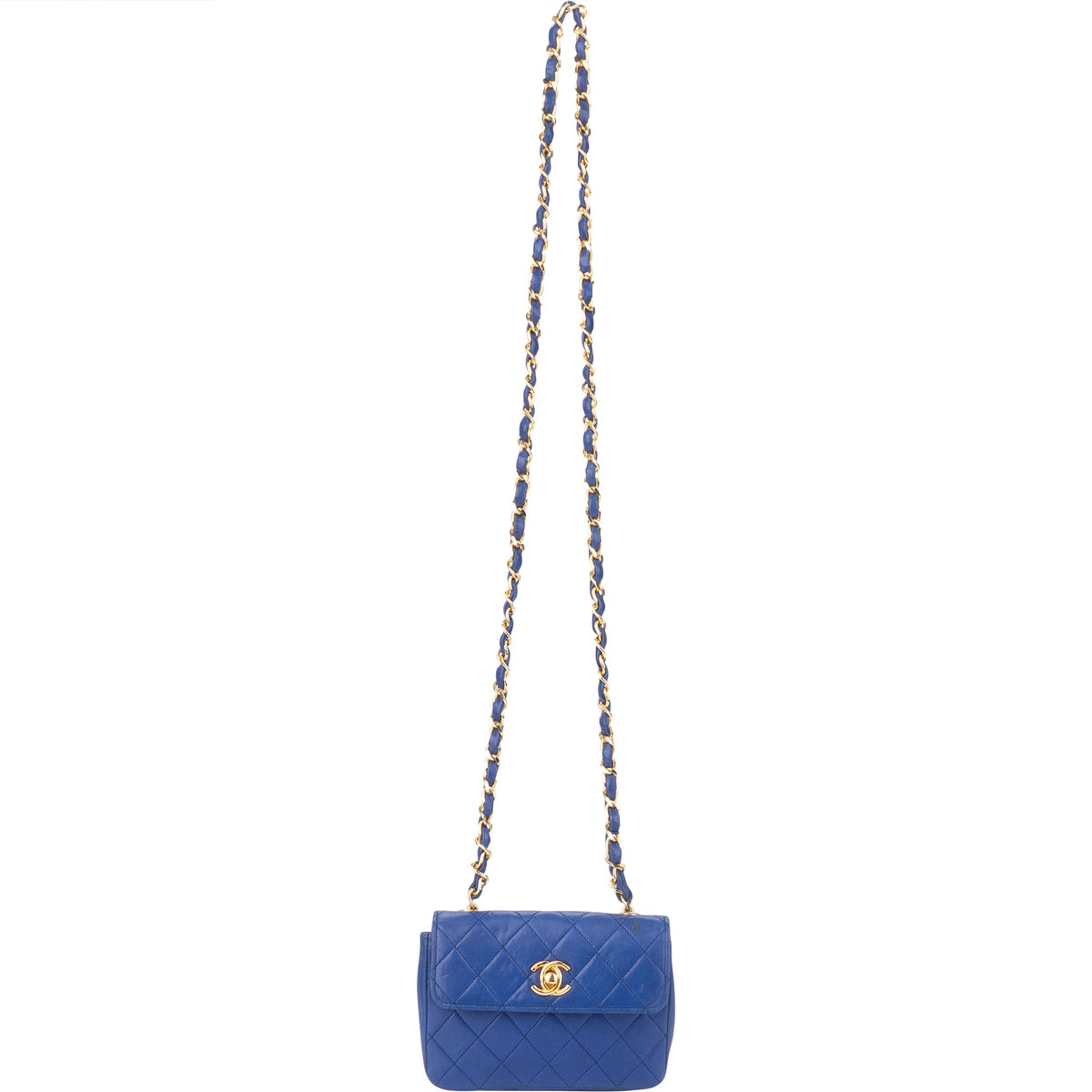 Chanel Quilted Lambskin 24K Gold Mini Single Flap Crossbody Bag