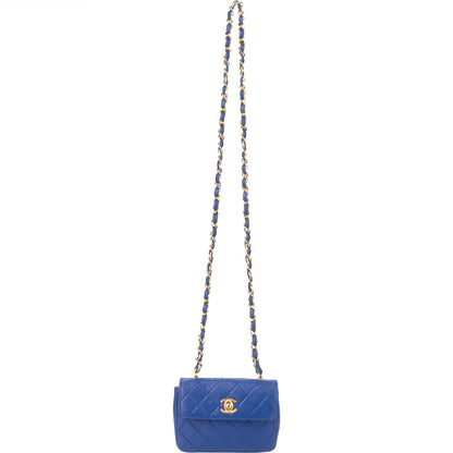 Chanel Quilted Lambskin 24K Gold Mini Single Flap Crossbody Bag