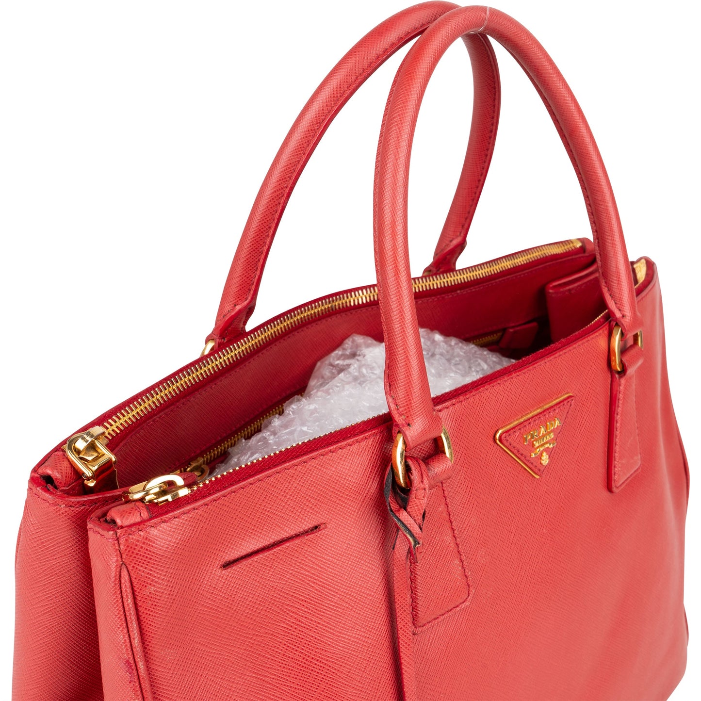 Prada Red Saffiano Leather Galleria Handbag