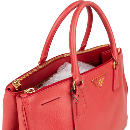 Prada Red Saffiano Leather Galleria Handbag